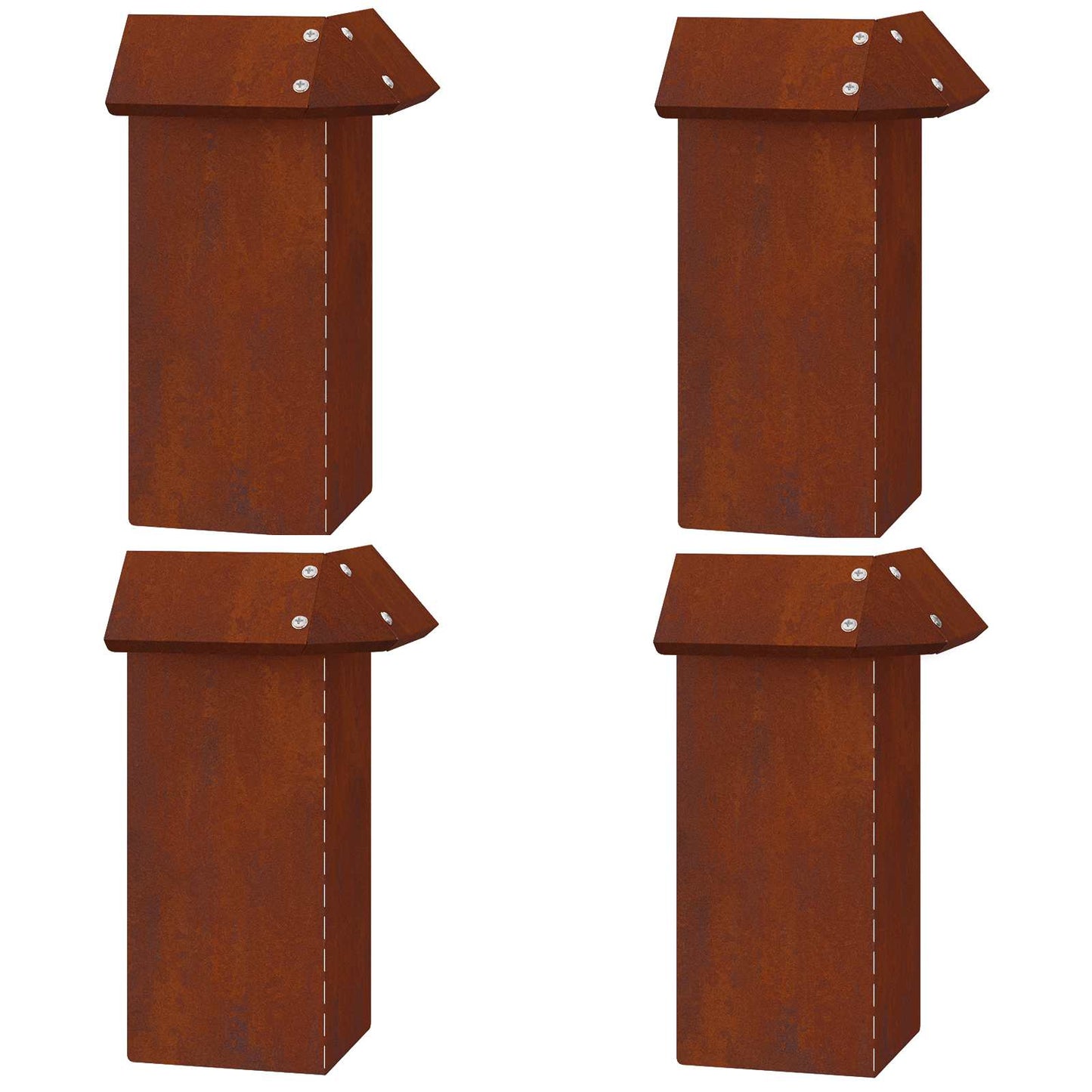 Vidaxl puerta caracol 4 piezas oxidado 13,5 x 13,5 x 25 cm acero corten