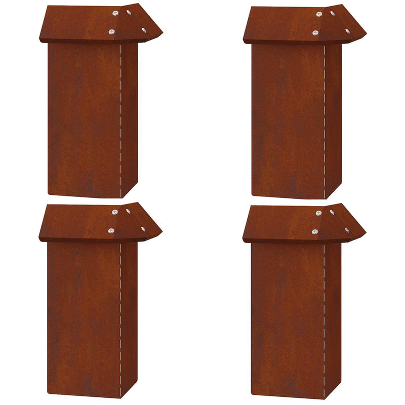 Vidaxl slakkenhekje 4 pcs roestig 13,5 x 13,5 x 25 cm cortenstaal