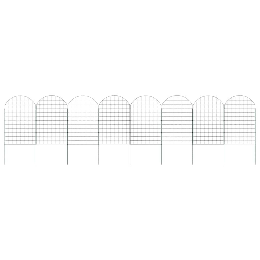Vidaxl valla para estanque set 8 piezas verde 50 x 80 cm acero