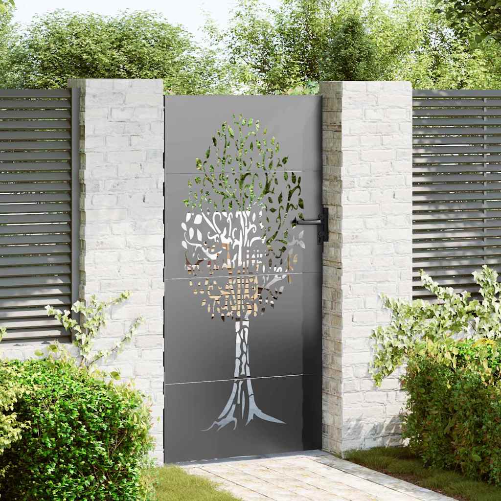 Vidaxl tuinpoort met slot zwart 85 x 200 cm poedergecoat staal
