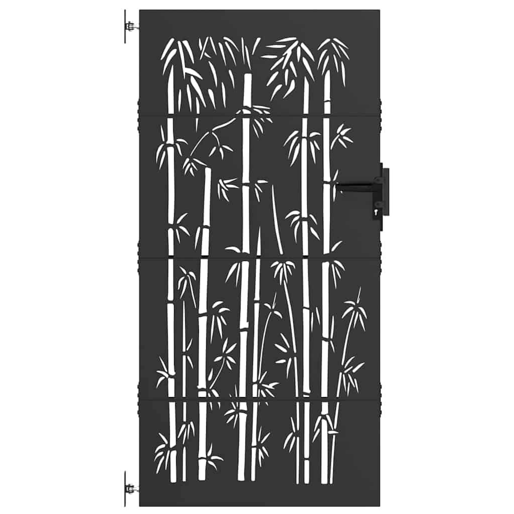 Puerta de jardín VidaXL con cerradura negra 85 x 200 cm acero con revestimiento en polvo