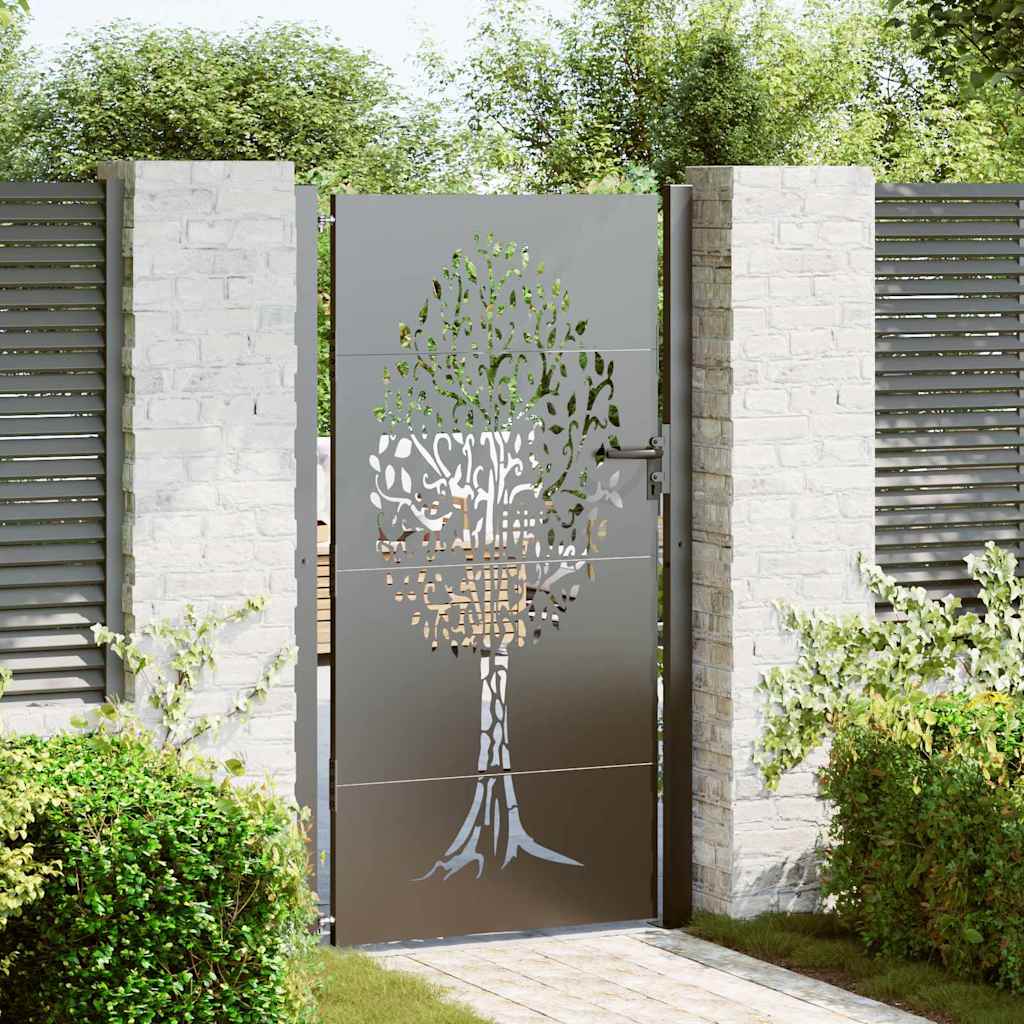 Cancello da giardino VidaXL con serratura nero 110 x 180 cm in acciaio verniciato a polvere
