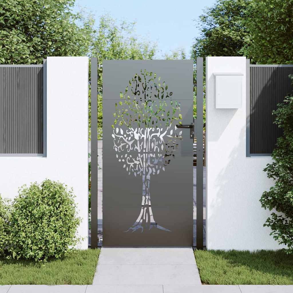 Cancello da giardino VidaXL con serratura nero 110 x 180 cm in acciaio verniciato a polvere