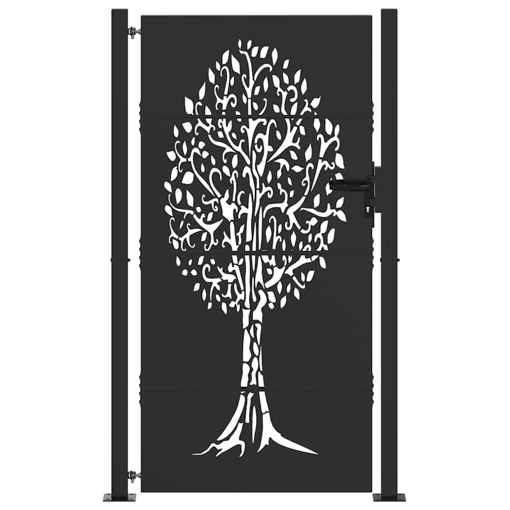 Cancello da giardino VidaXL con serratura nero 110 x 180 cm in acciaio verniciato a polvere