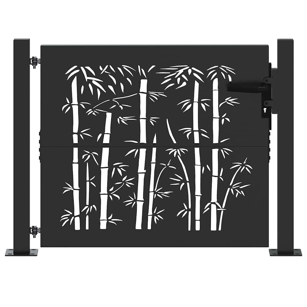 Puerta de jardín VidaXL con cerradura negra 110 x 105 cm acero con revestimiento en polvo