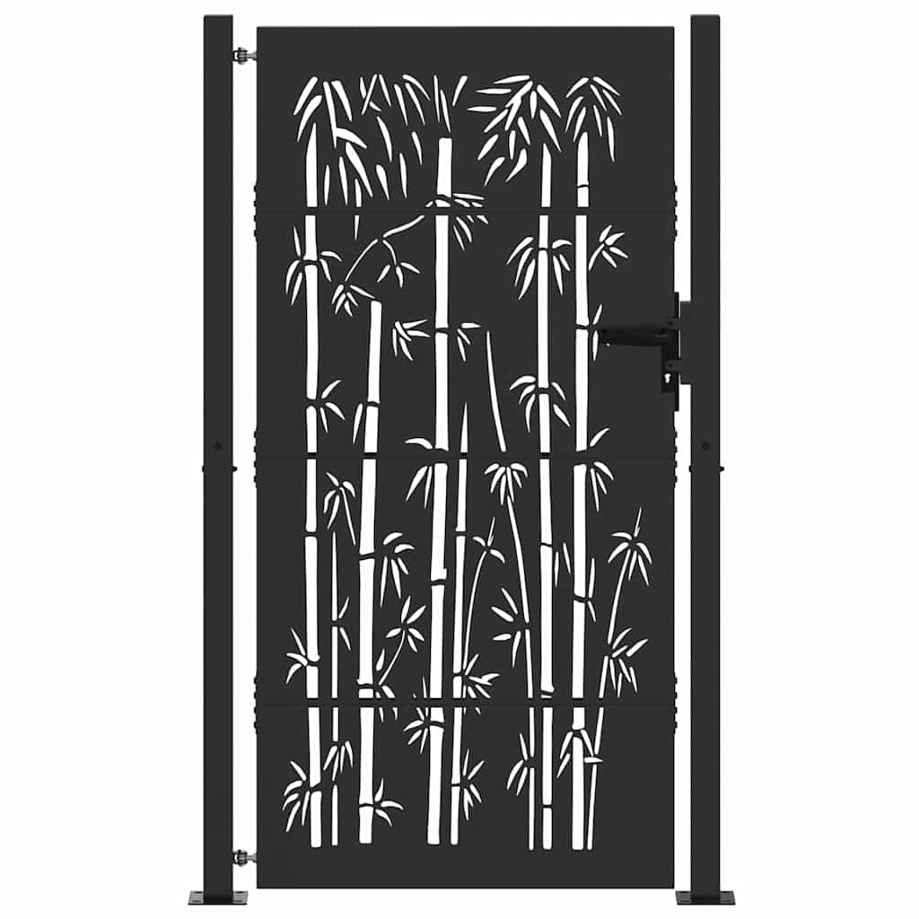 Cancello da giardino Vidaxxl con serratura nero 110 x 205 cm in acciaio verniciato a polvere