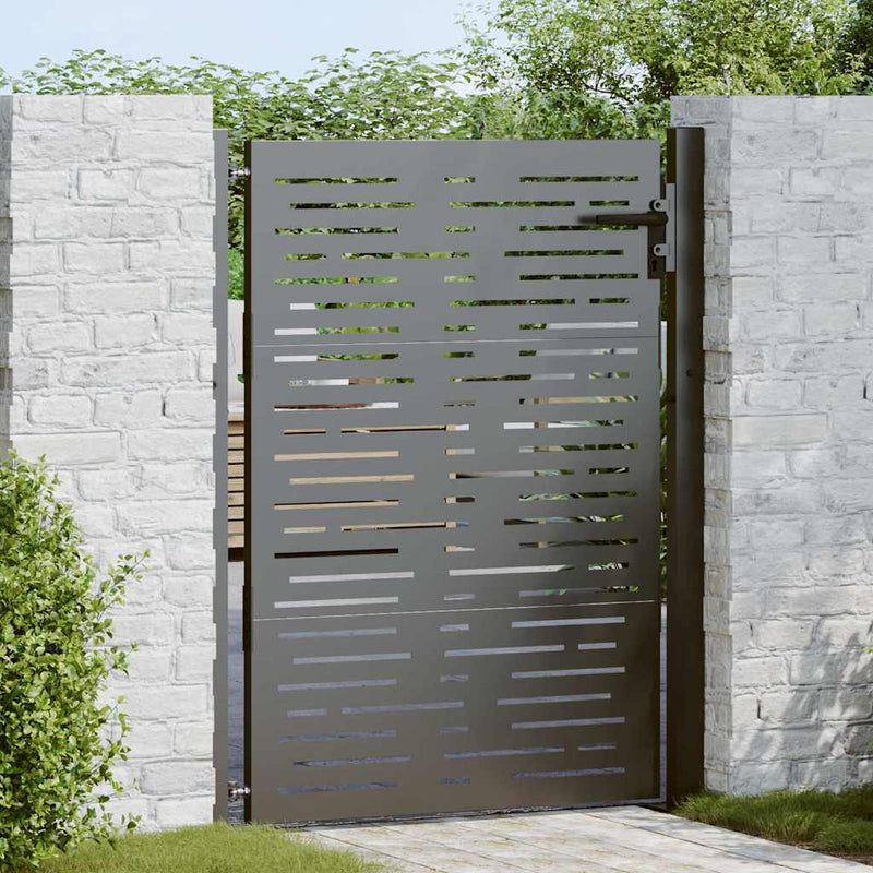 Puerta de jardín VidaXL con cerradura negra 110 x 155 cm acero con revestimiento en polvo