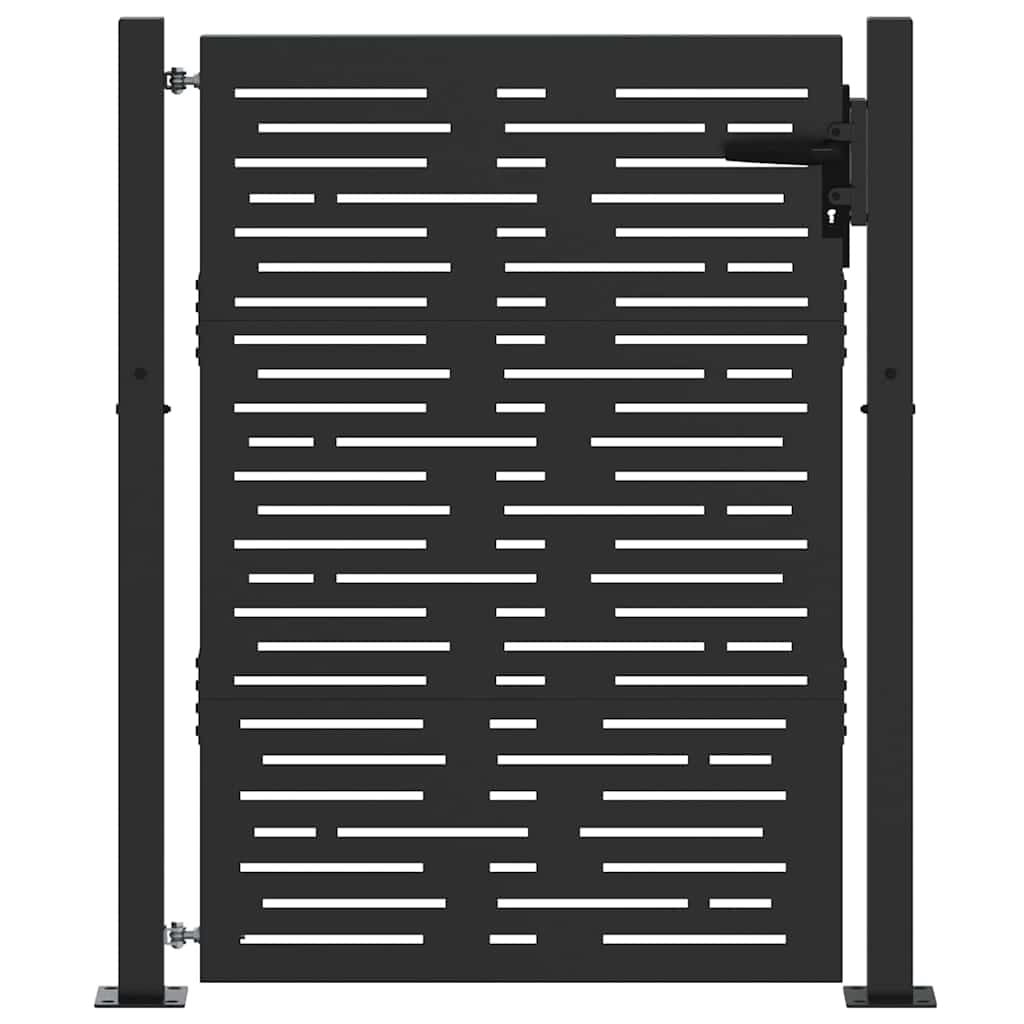 Cancello da giardino VidaXL con serratura nero 110 x 155 cm in acciaio verniciato a polvere