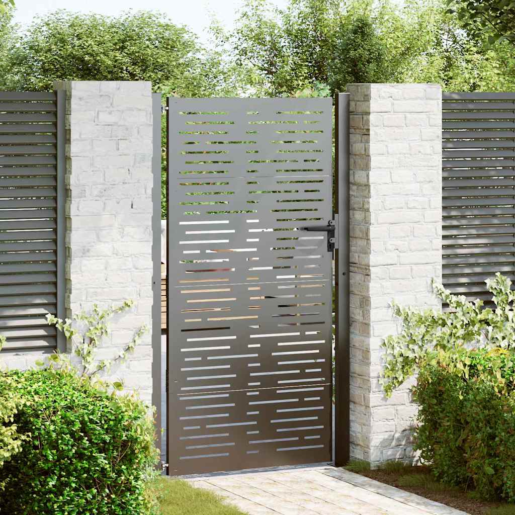 Vidaxxl puerta de jardín con cerradura negro 110 x 205 cm acero con recubrimiento en polvo