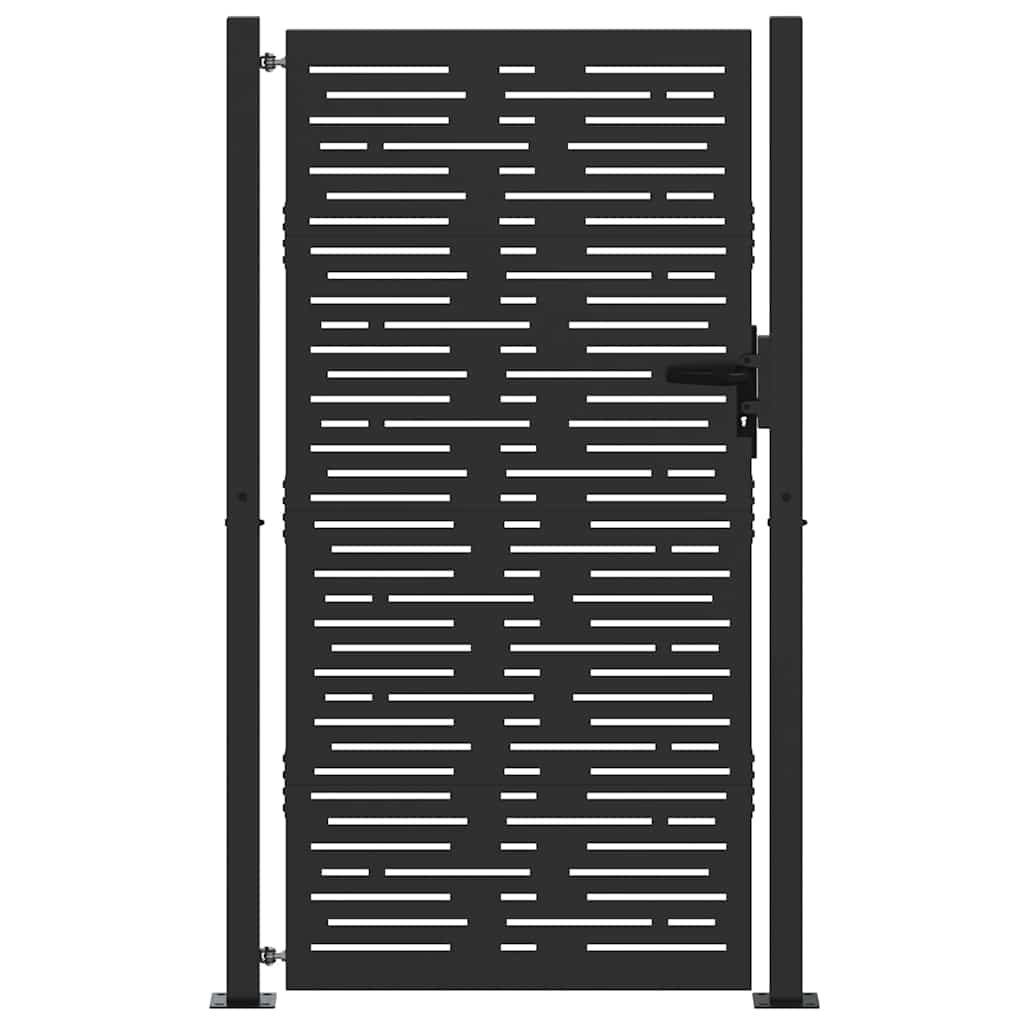 Vidaxxl puerta de jardín con cerradura negro 110 x 205 cm acero con recubrimiento en polvo