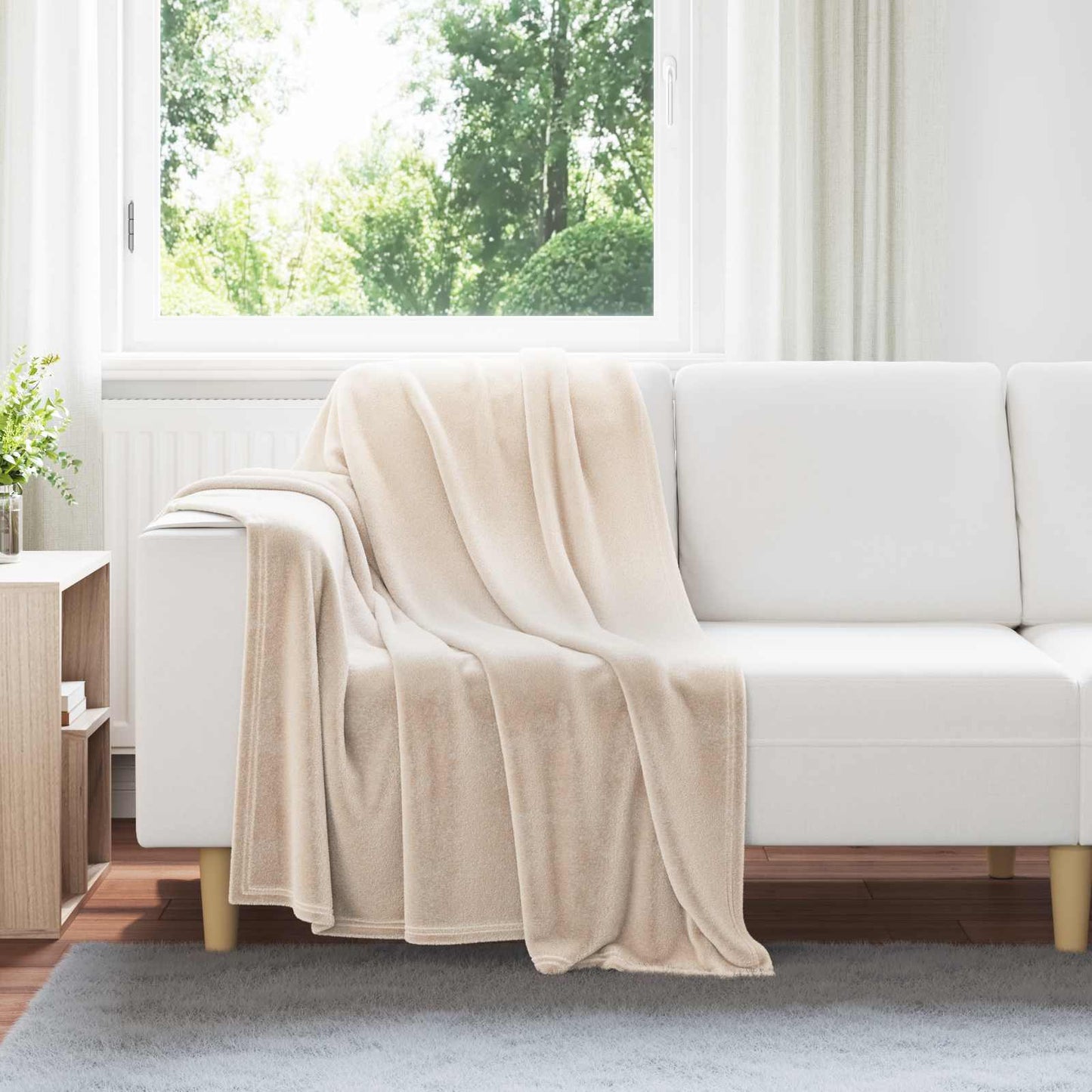 Vidaxl coperta in pile beige 130 x 150 cm