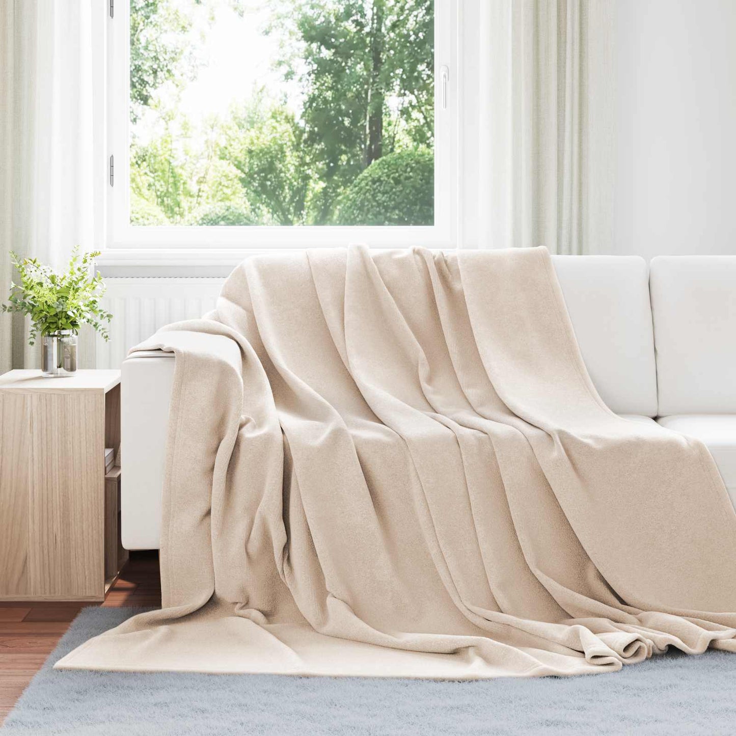 Vidaxl gooi deken beige 220 x 240 cm fleece