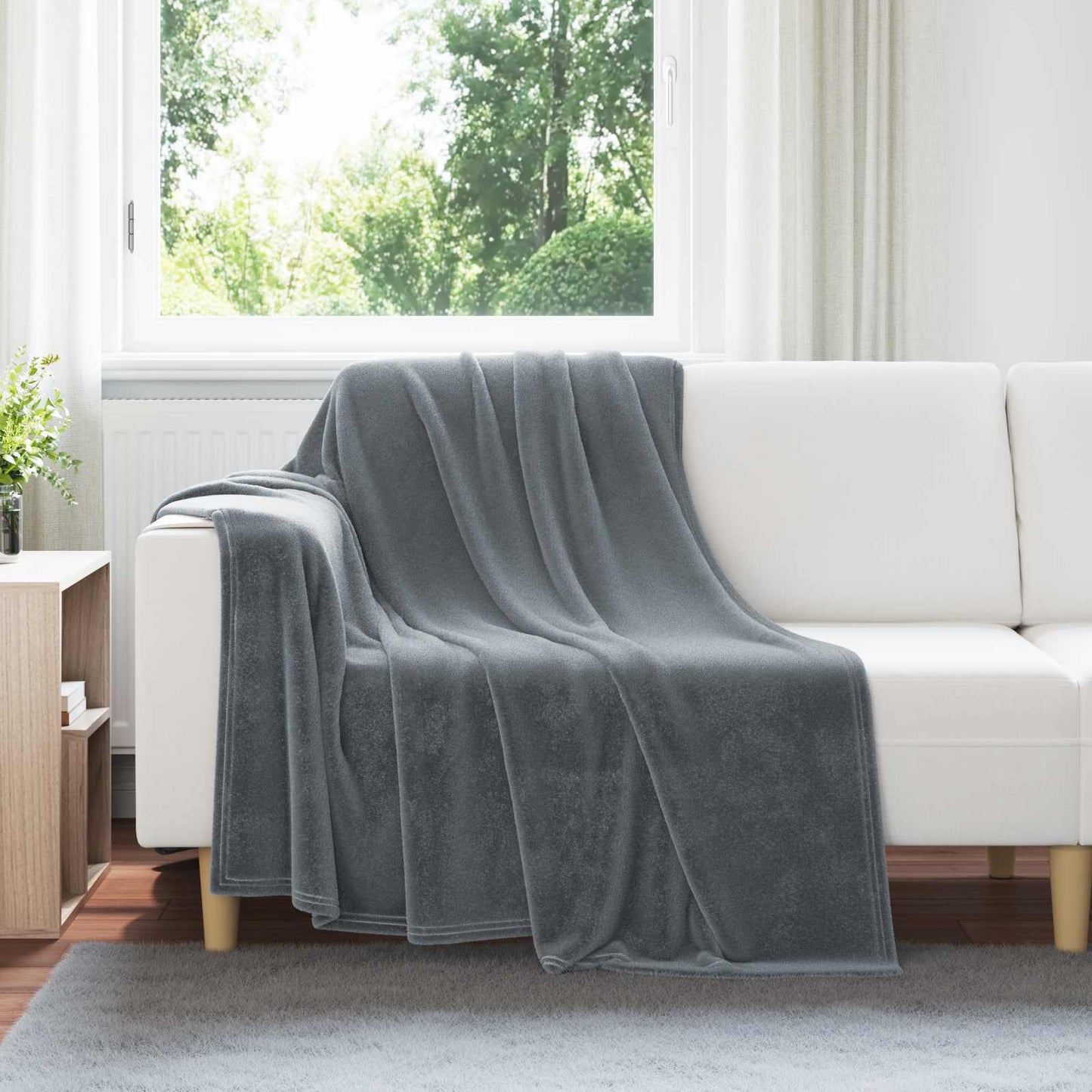 Coperta Vidaxl in pile grigio scuro 150 x 200 cm