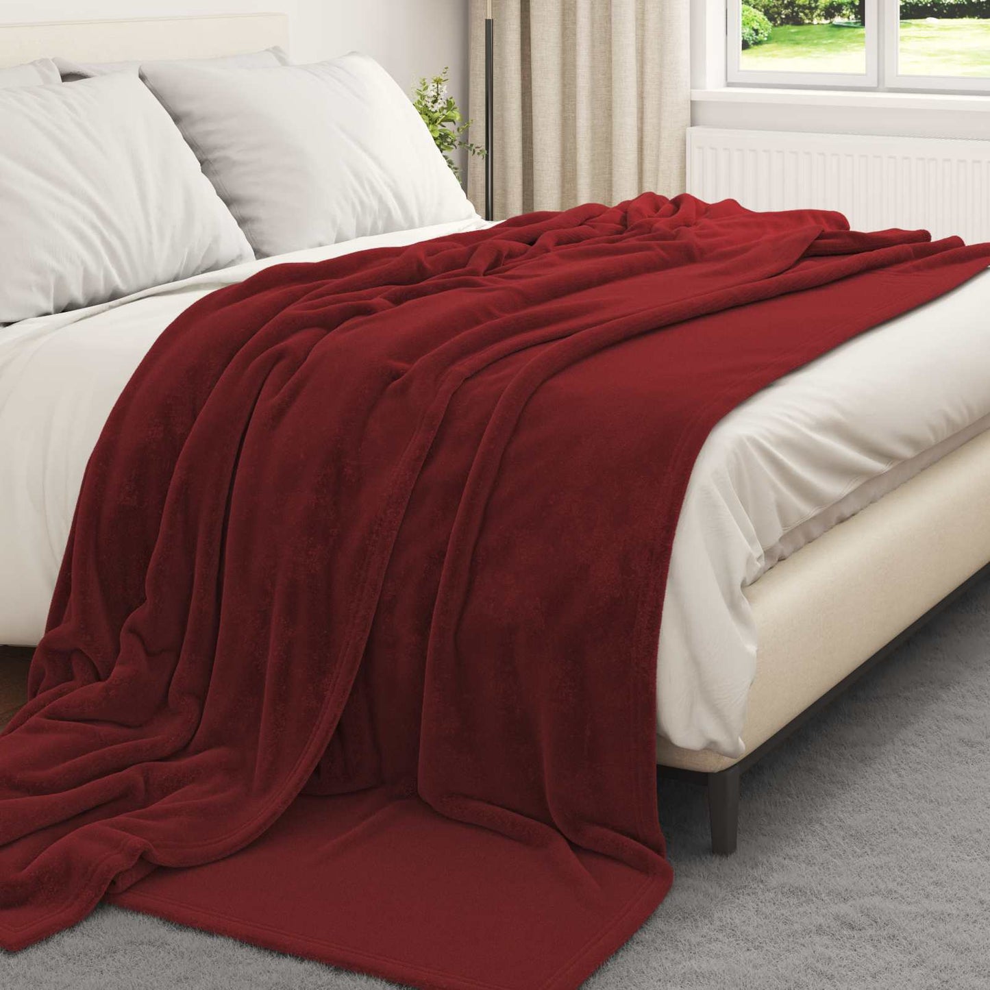 Vidaxl gooi deken bordeaux rood 240 x 270 cm fleece