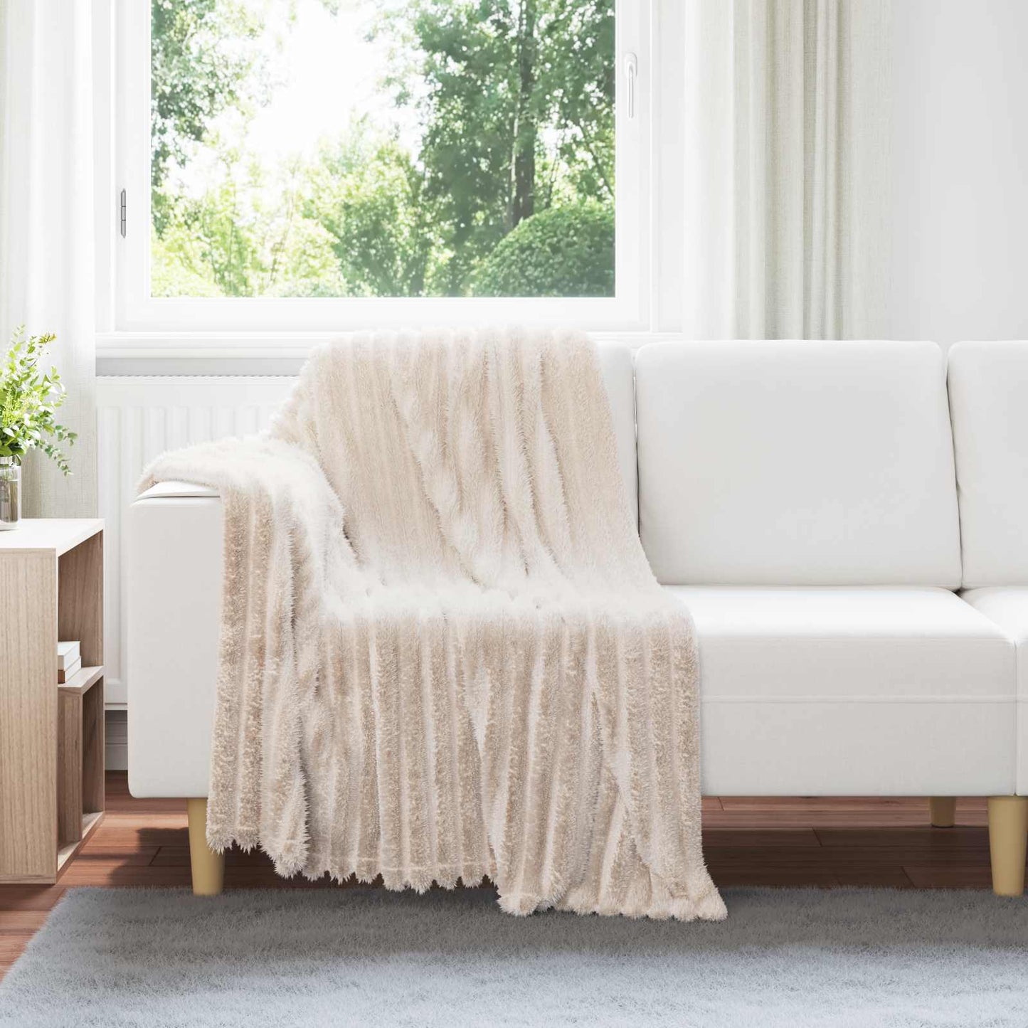 Plaid Vidaxl in pile beige 150 x 130 cm