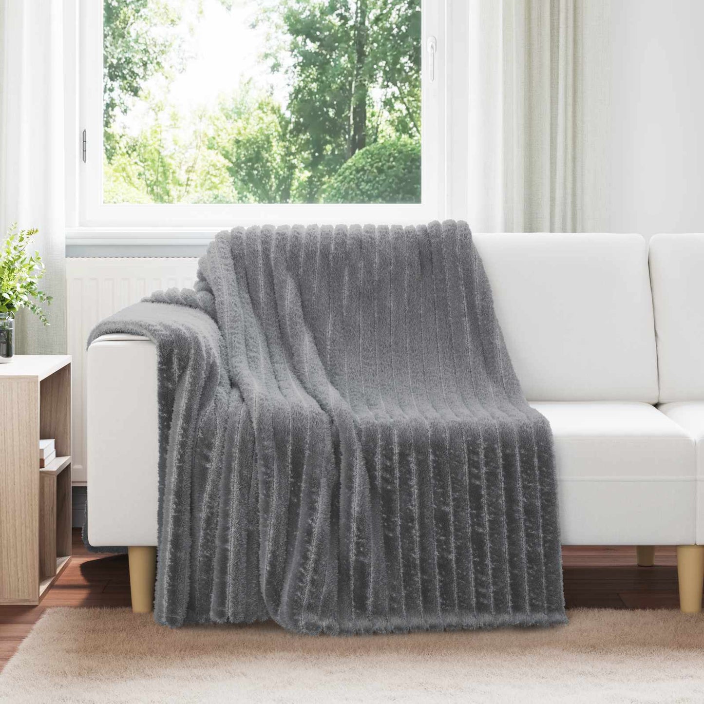 Coperta Vidaxl in pile grigio scuro 200 x 150 cm