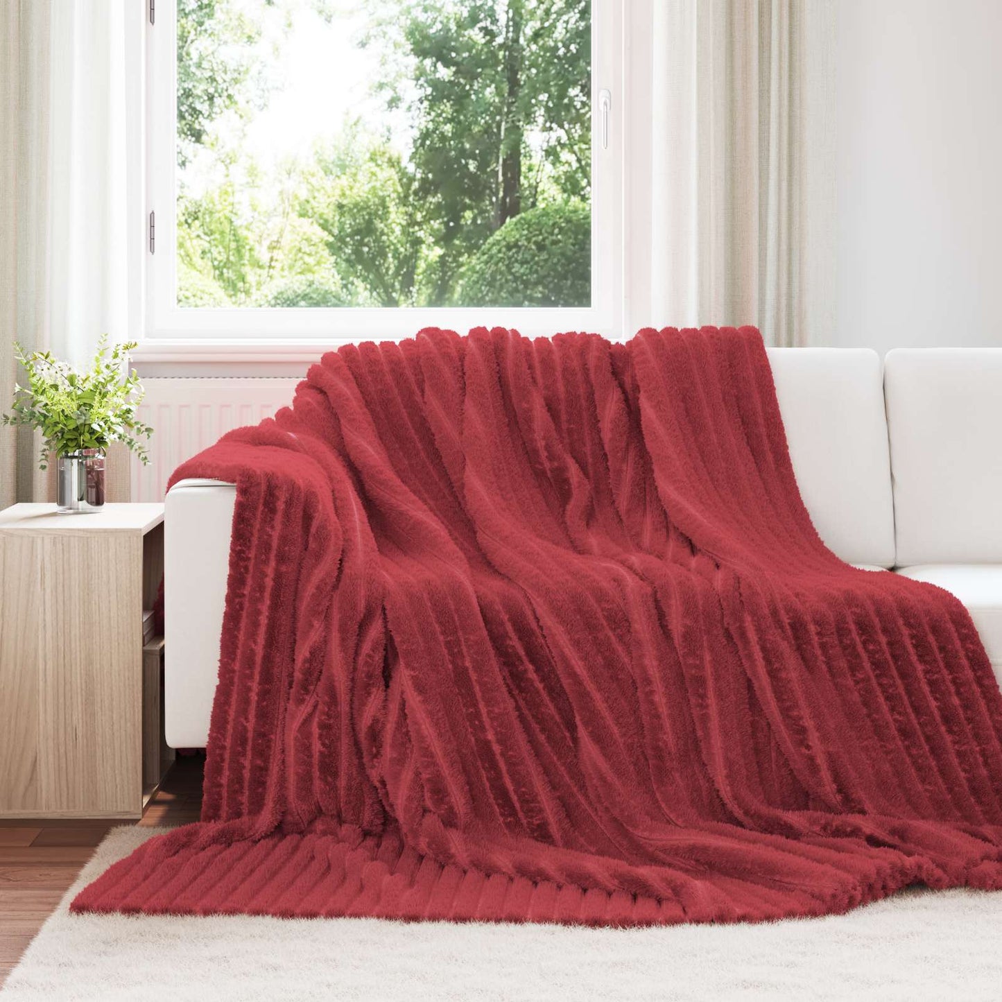 Vidaxl gooi deken bordeaux rood 270 x 240 cm fleece