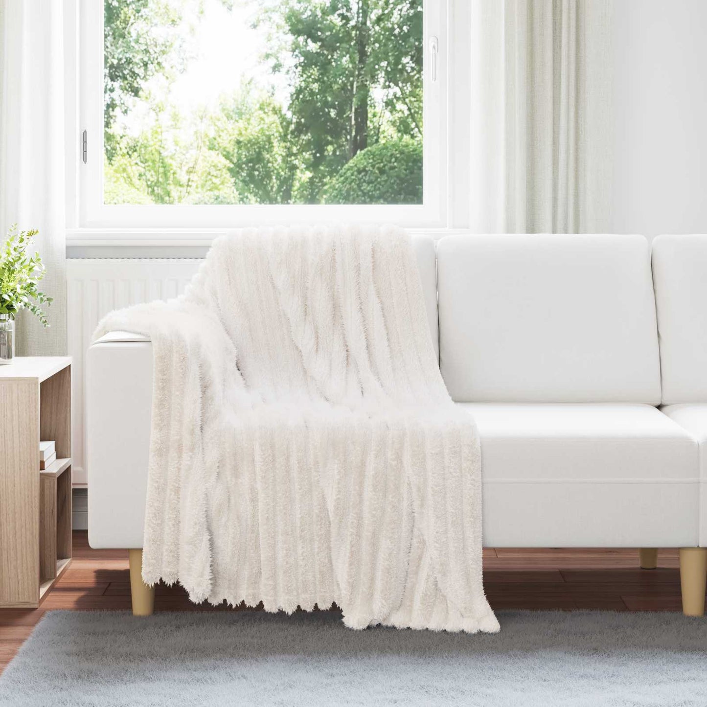 Vidaxl coperta in pile crema 150 x 130 cm