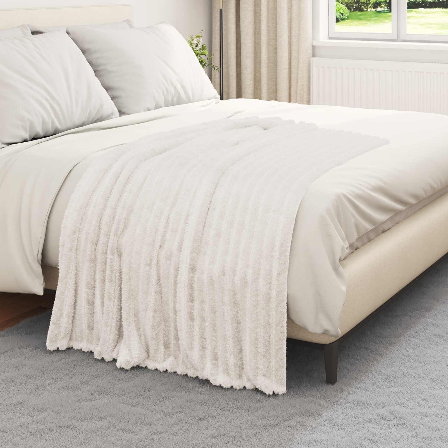 Vidaxl coperta in pile crema 150 x 130 cm