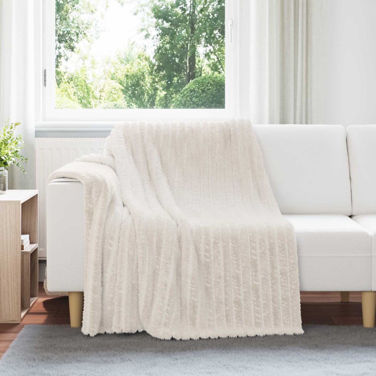 Vidaxl coperta in pile crema 200 x 150 cm