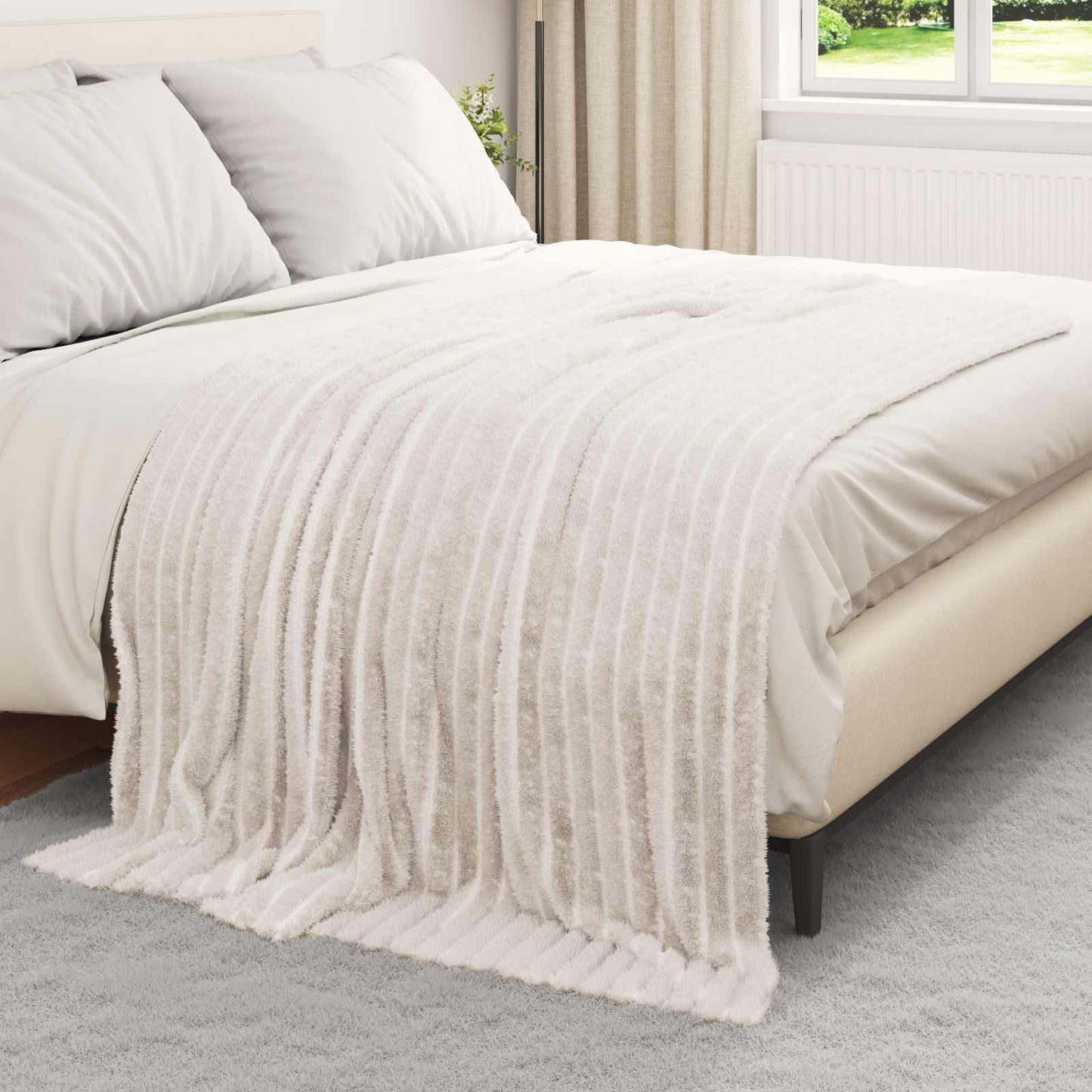 Vidaxl coperta in pile crema 200 x 150 cm