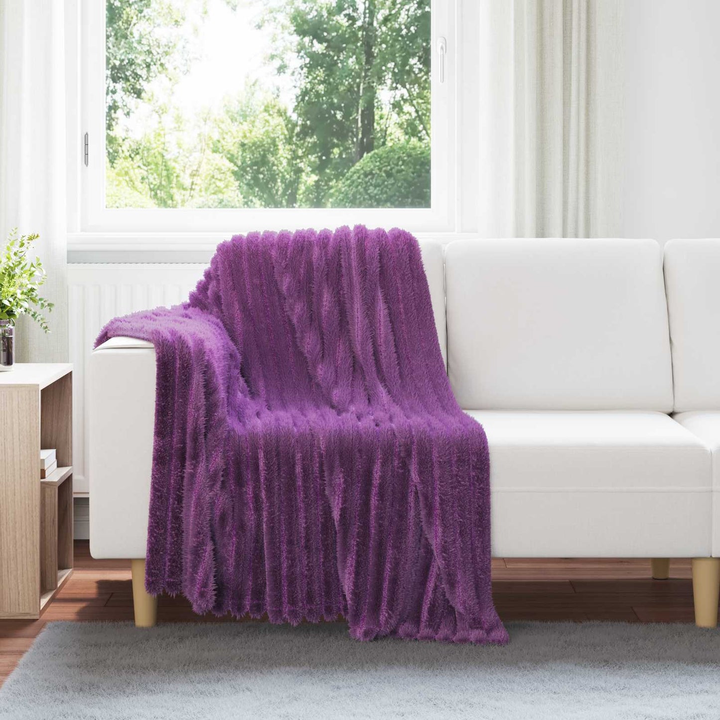 Vidaxl coperta in pile viola 150 x 130 cm