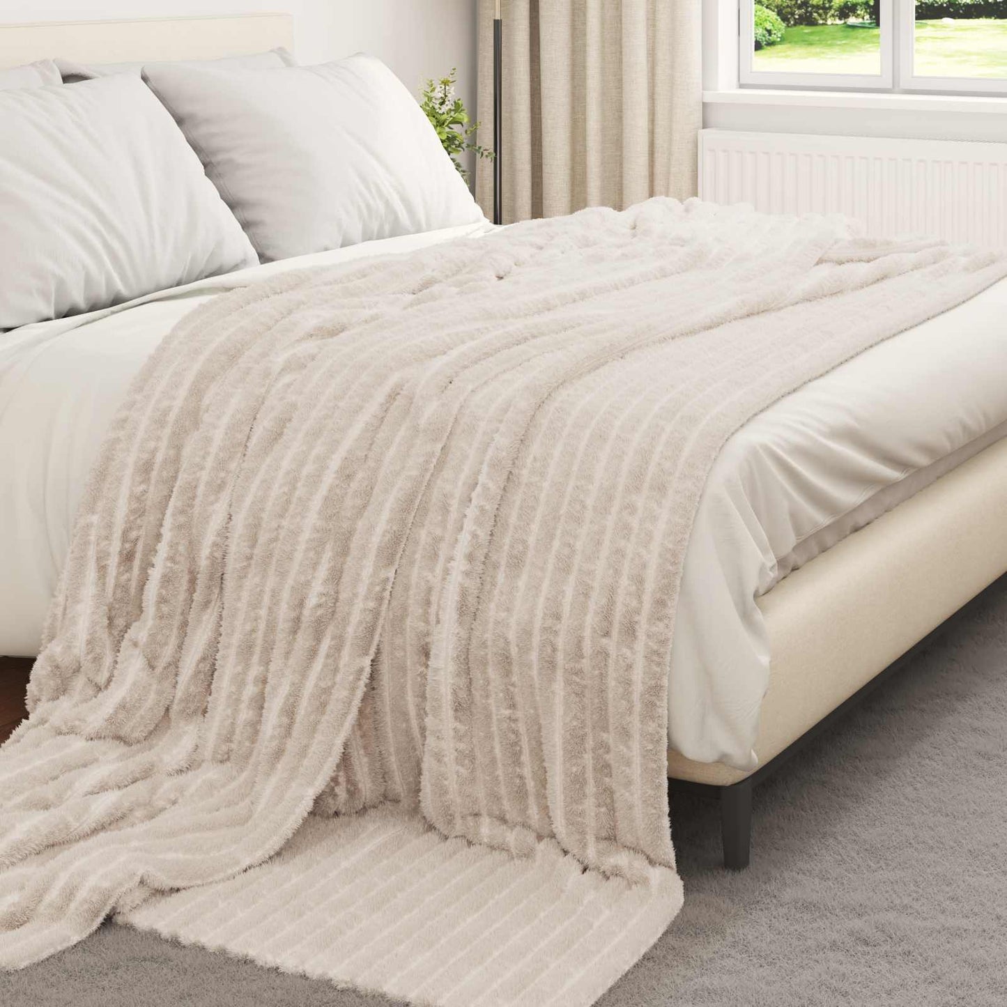 Tappeti Vidaxl 6 pezzi in pile beige 270 x 240 cm