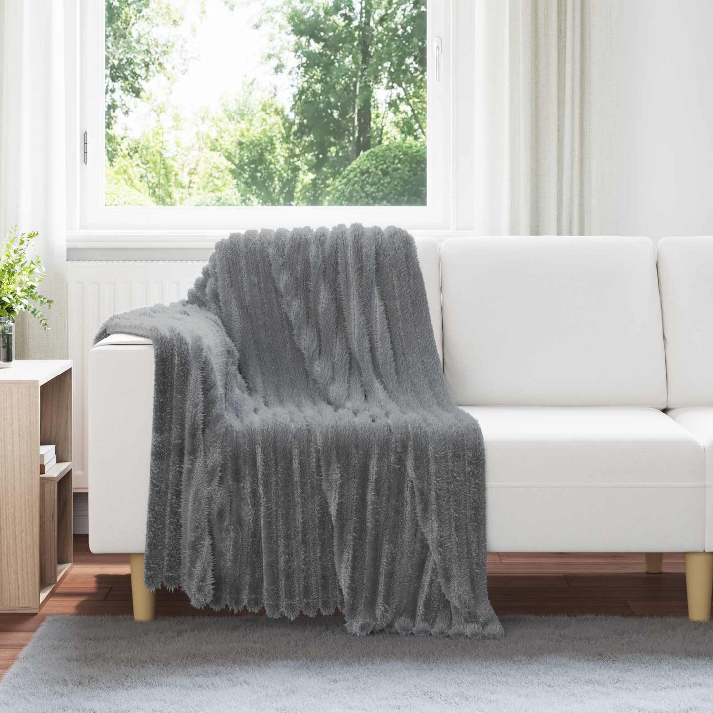 Alfombras vidaxl 6 piezas gris oscuro 150 x 130 cm polar