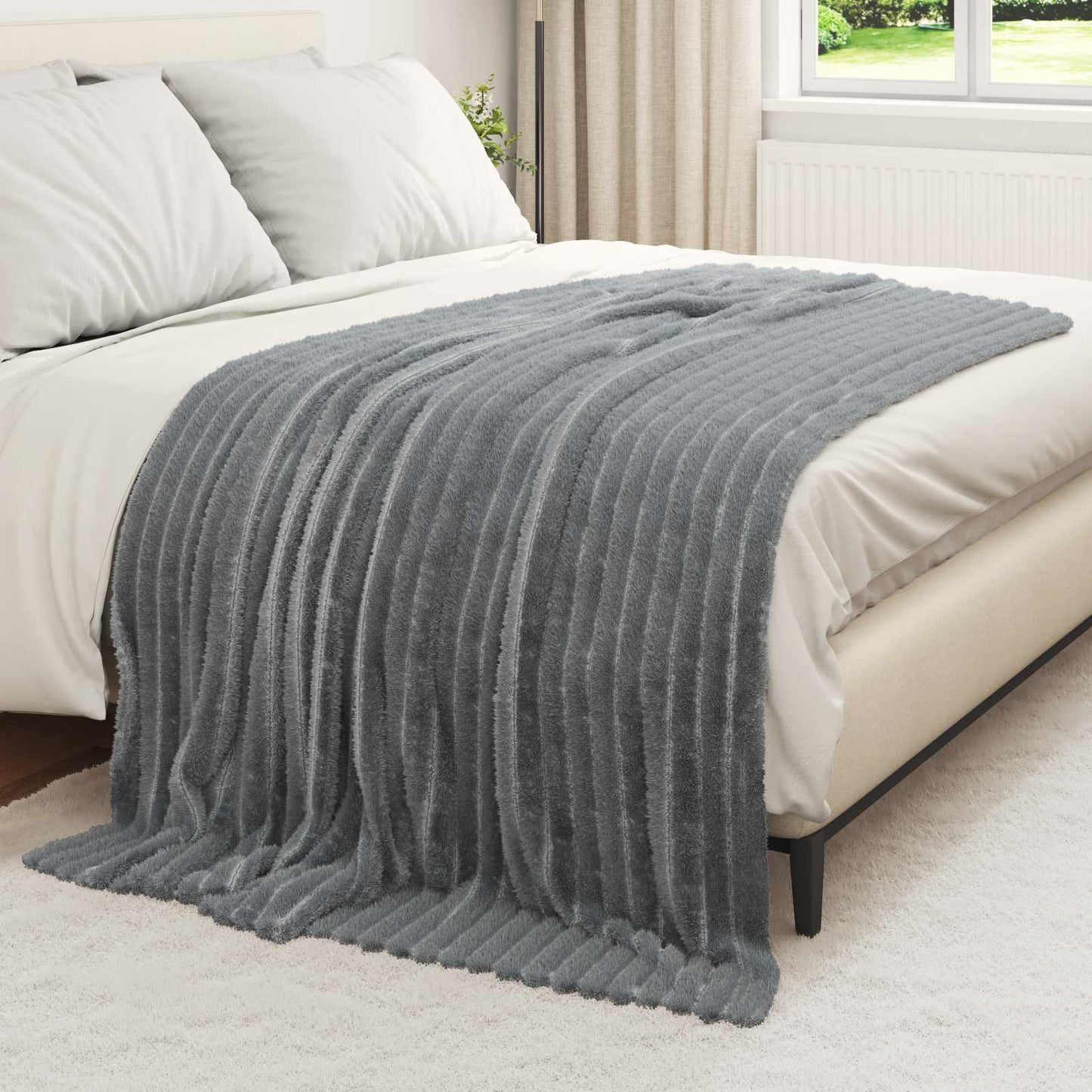 Tappeti Vidaxl 6 pz in pile grigio scuro 200 x 150 cm
