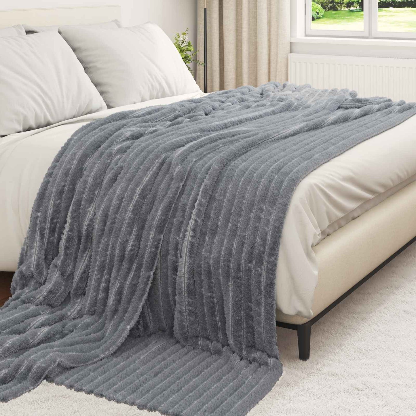 Vidaxl kleden 6 pcs donkergrijs 270 x 240 cm fleece