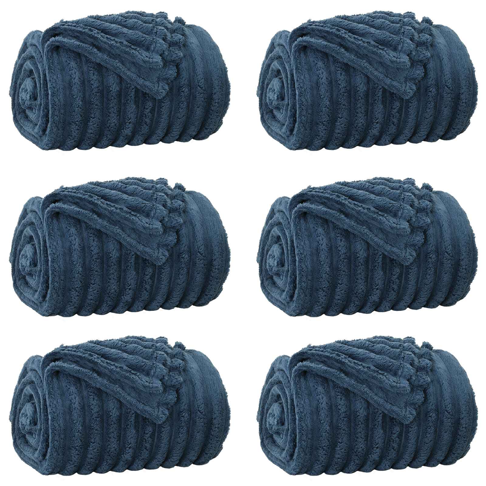Tappeti VidaXL 6 pezzi in pile blu navy 240 x 220 cm