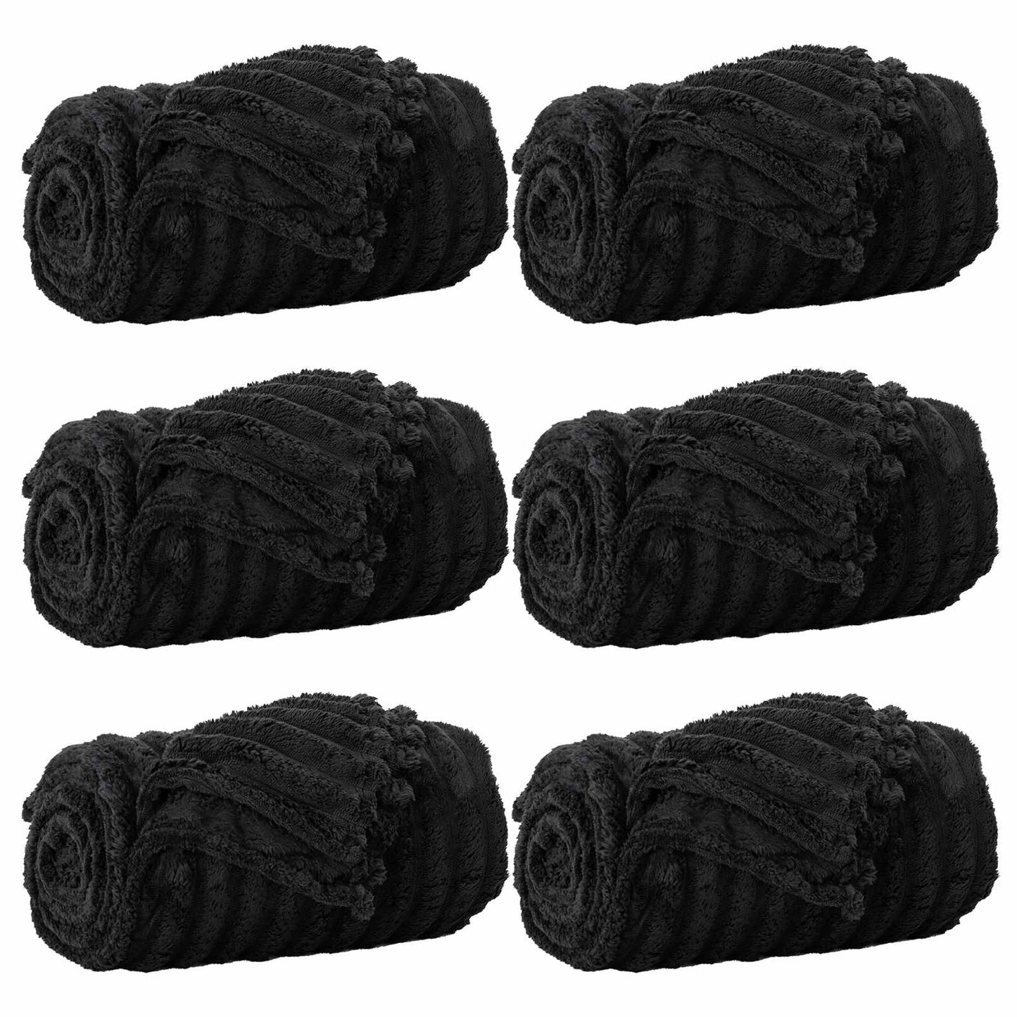 Tappeti VidaXL 6 pezzi in pile nero 150 x 130 cm