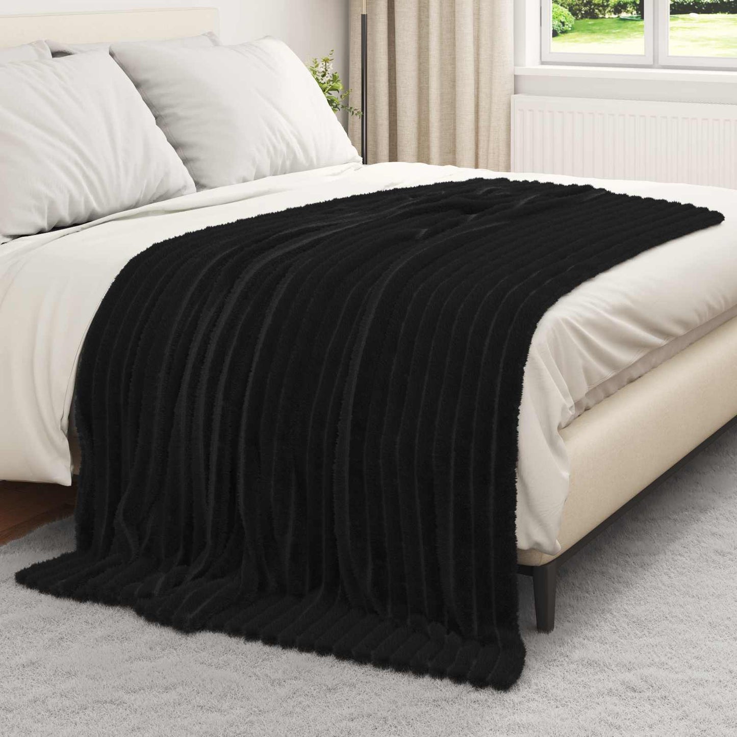Tappeti VidaXL 6 pezzi in pile nero 200 x 150 cm
