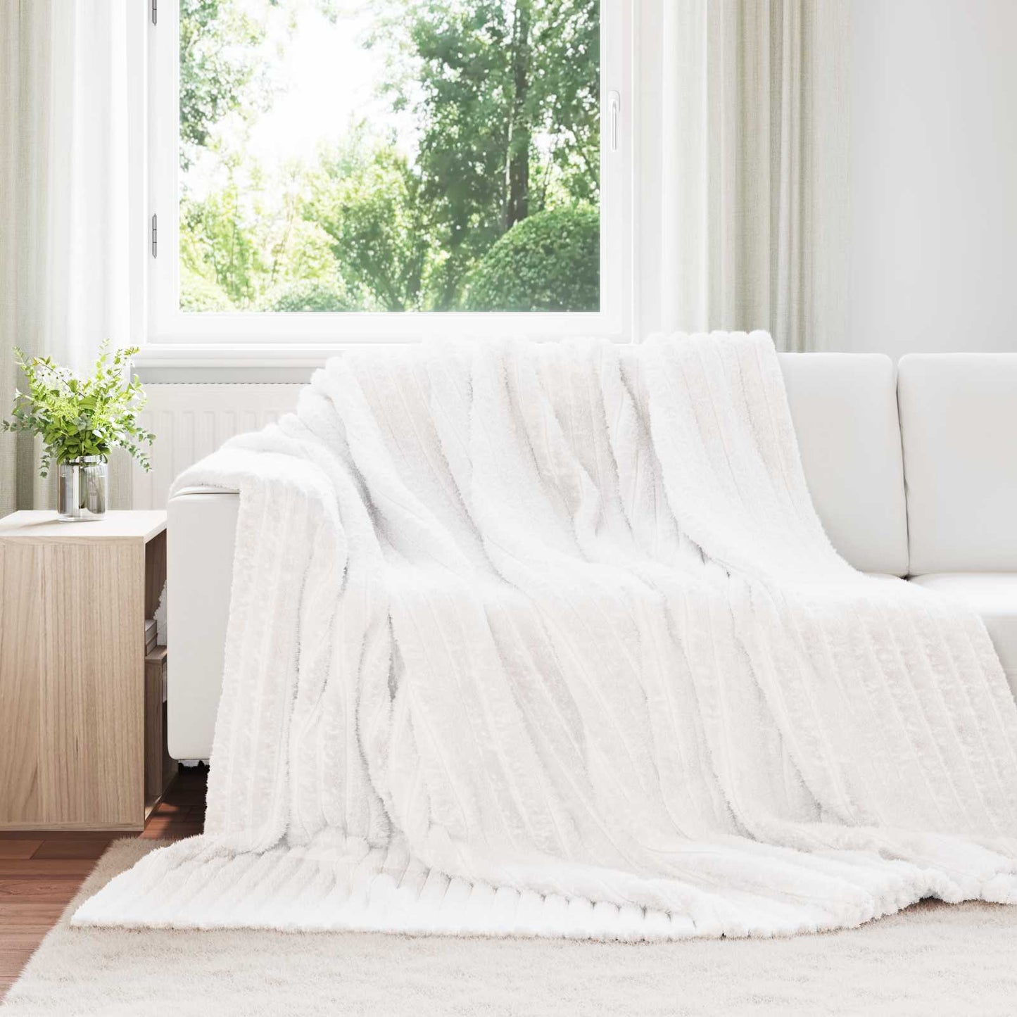 Tappeti VidaXL 6 pezzi in pile bianco 240 x 220 cm
