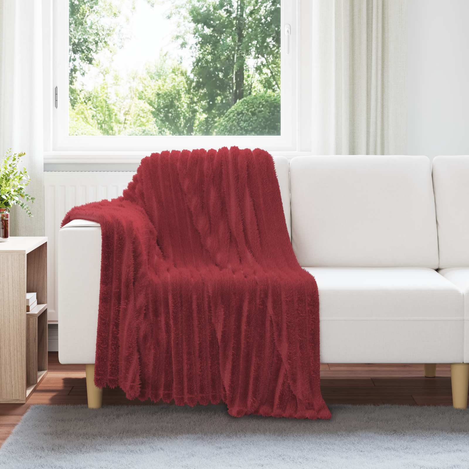 Tappeti VidaXL 6 pezzi in pile rosso bordeaux 150 x 130 cm