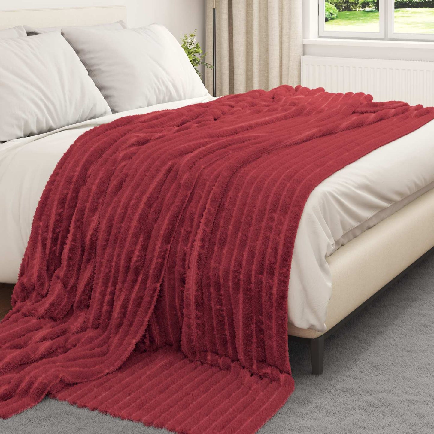 Tappeti VidaXL 6 pezzi in pile rosso bordeaux 240 x 220 cm