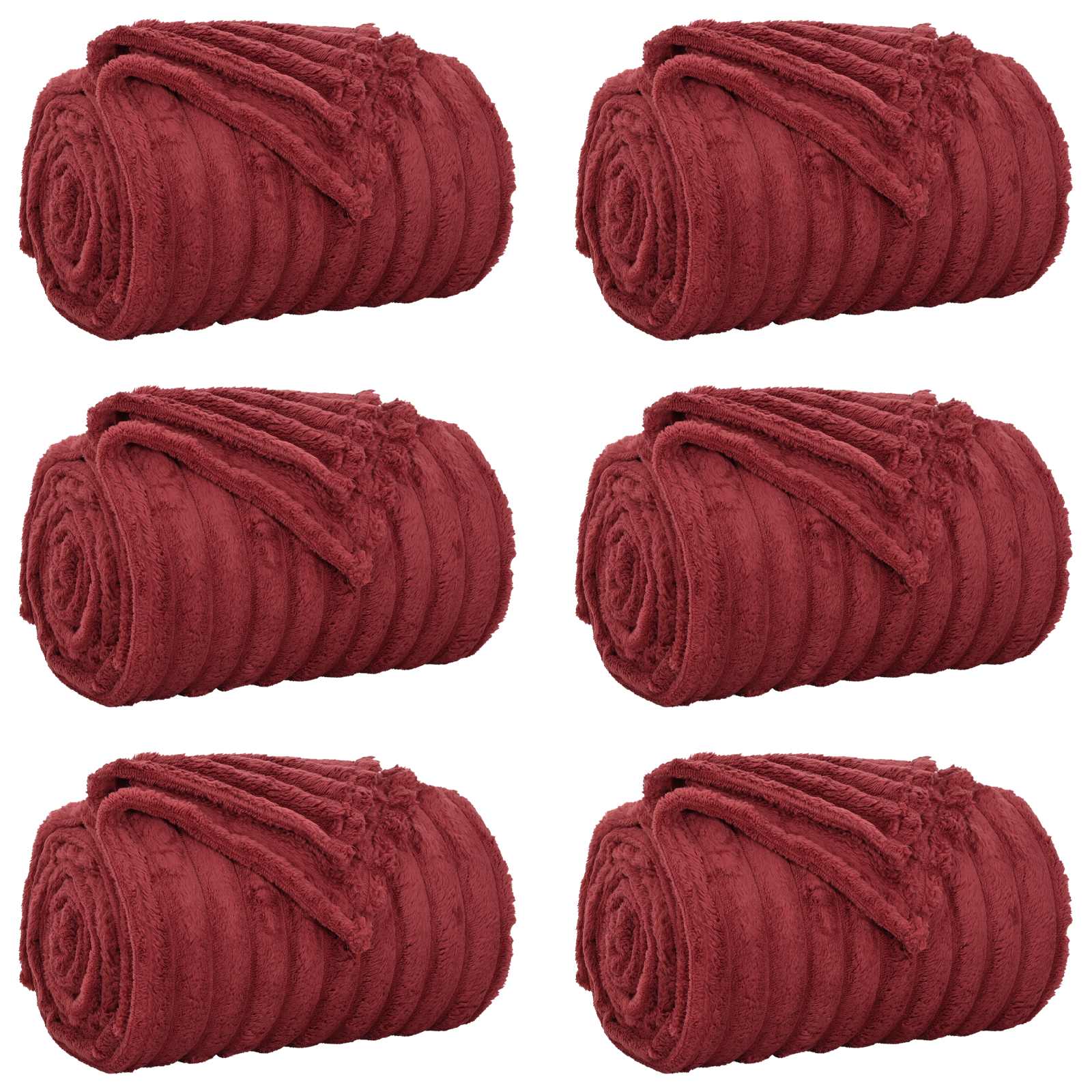 Tappeti VidaXL 6 pezzi in pile rosso bordeaux 270 x 240 cm