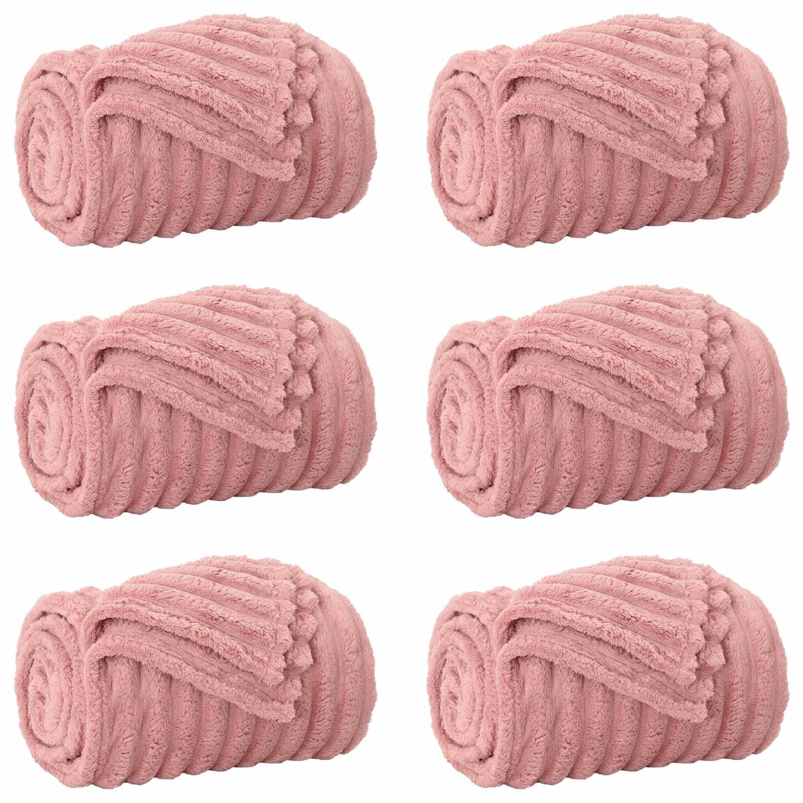 Tappeti VidaXL 6 pezzi in pile rosa 150 x 130 cm