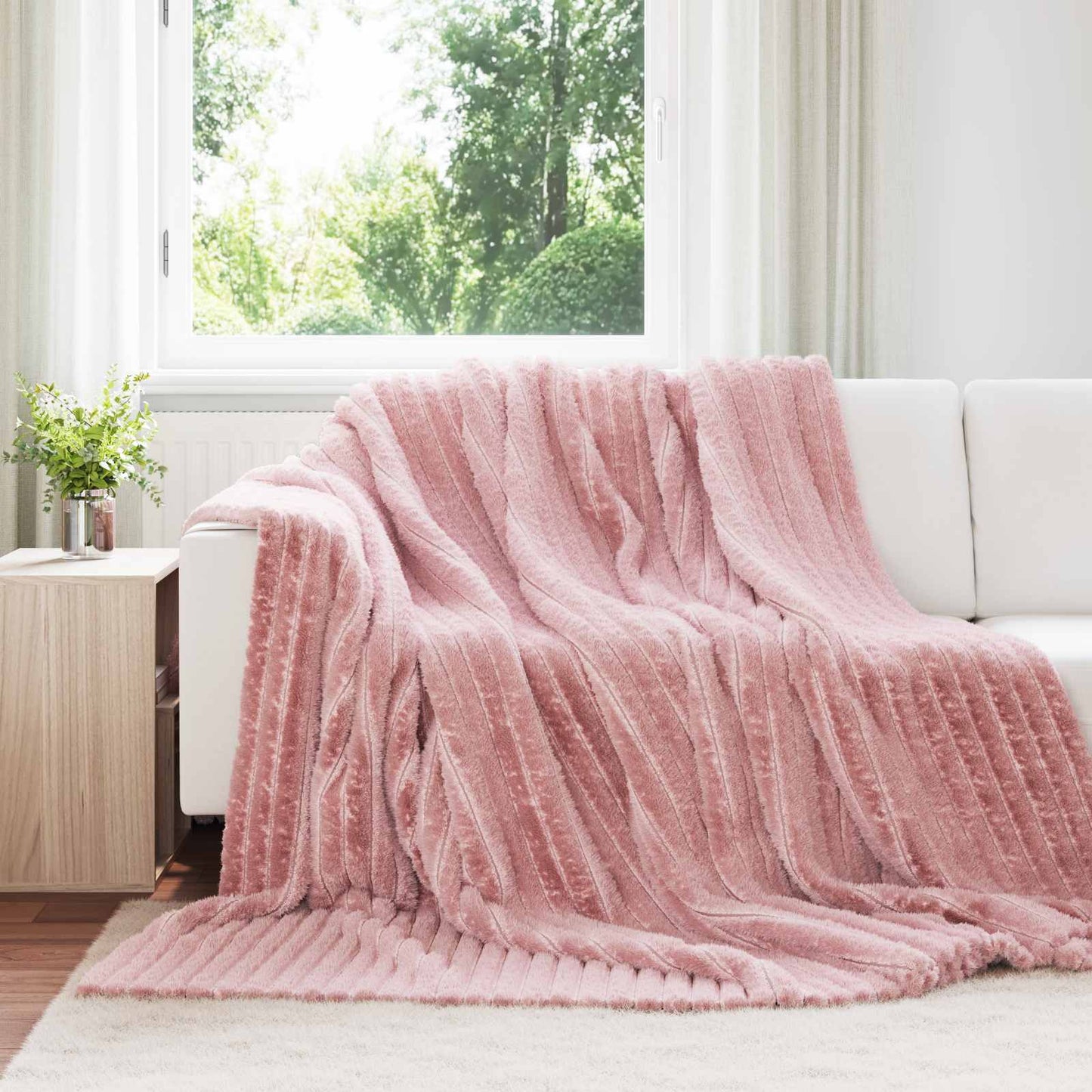 Tappeti Vidaxl 6 pezzi in pile rosa 240 x 220 cm