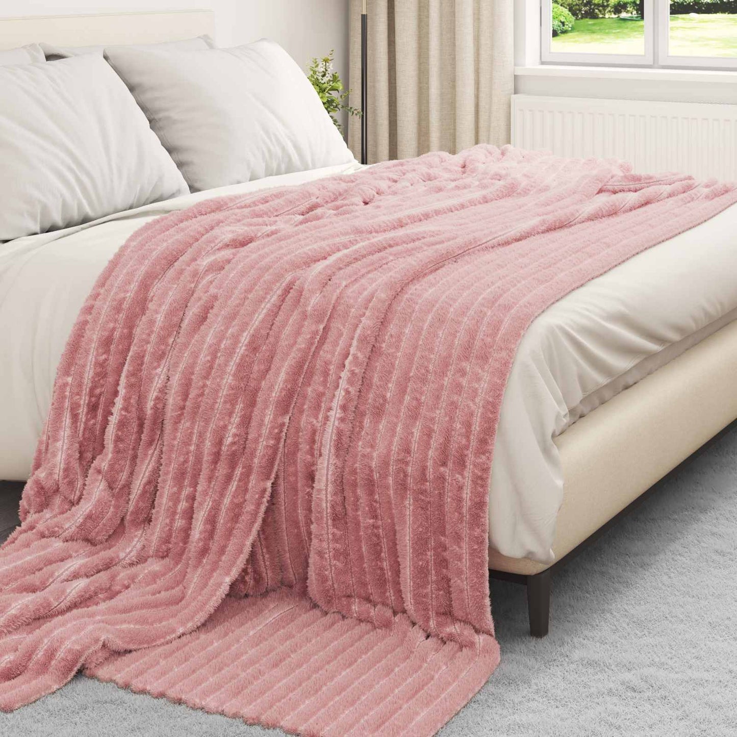 Tappeti Vidaxl 6 pezzi in pile rosa 270 x 240 cm