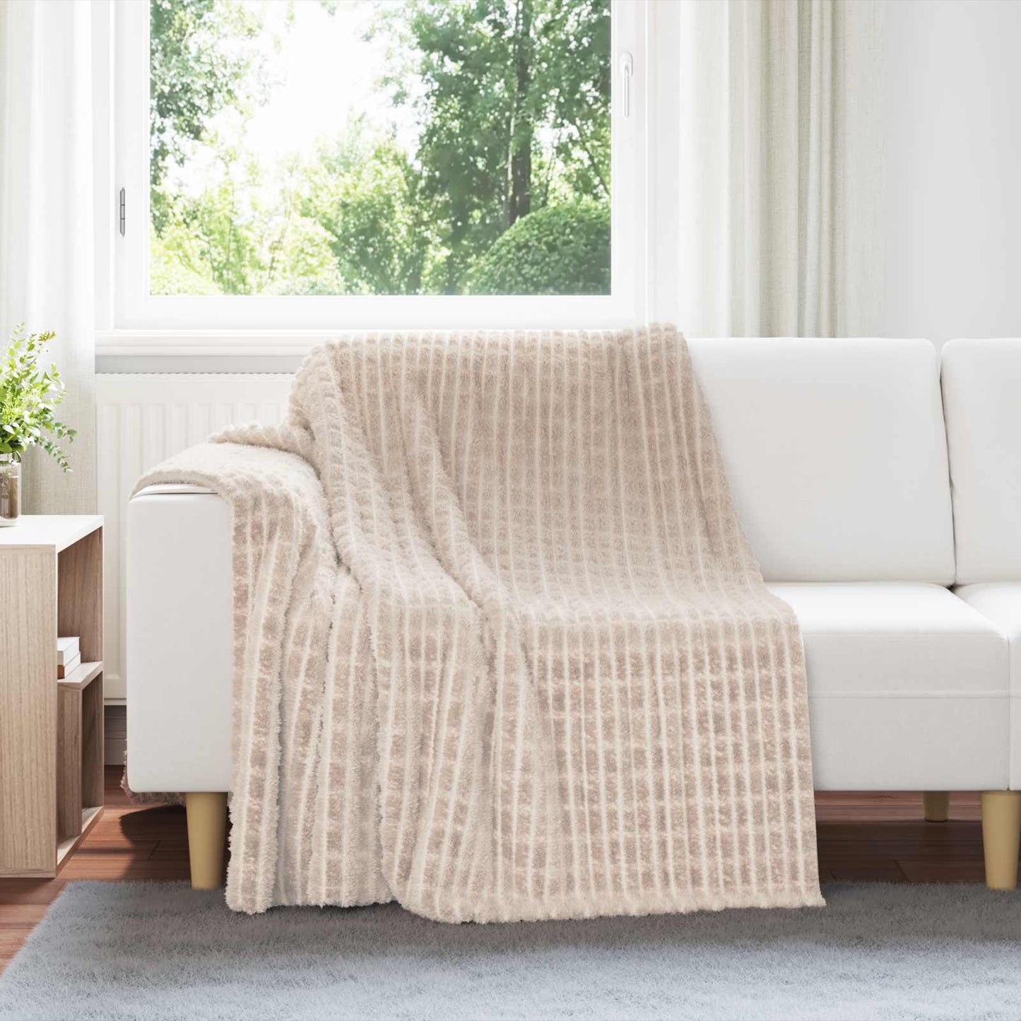 Vidaxl gooi deken beige 200 x 150 cm fleece