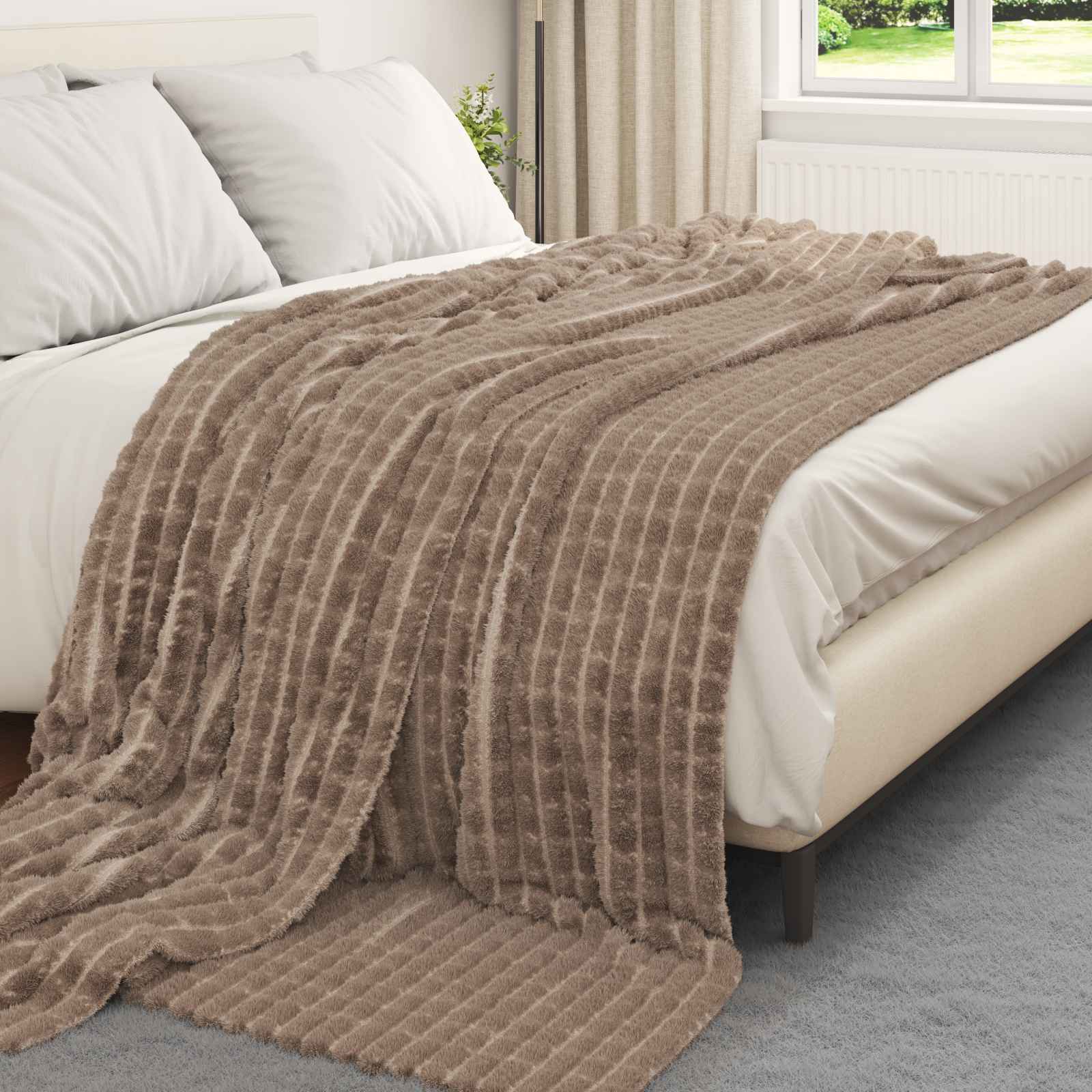 Vidaxx coperta in pile cammello 240 x 220 cm