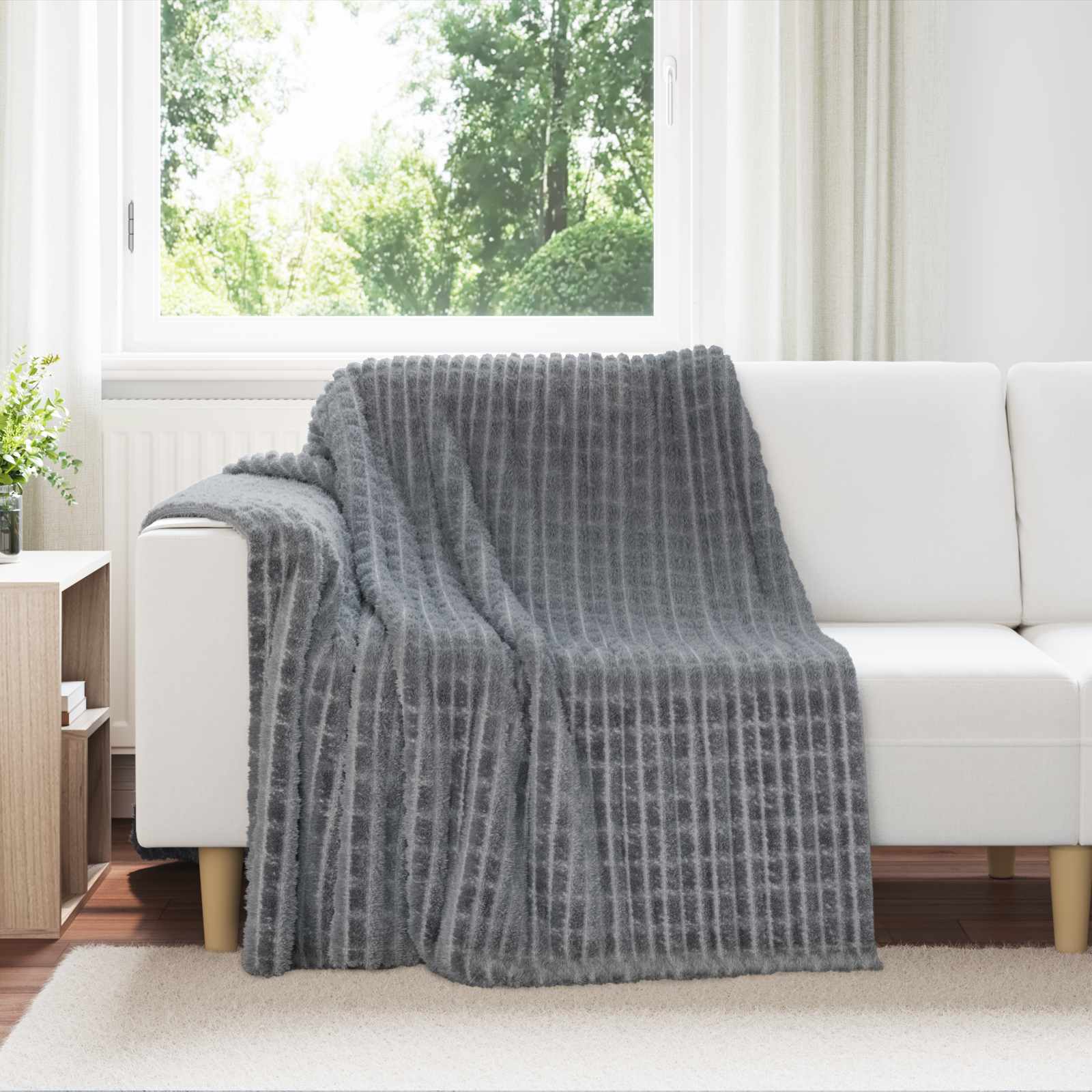 Coperta Vidaxl in pile grigio scuro 200 x 150 cm