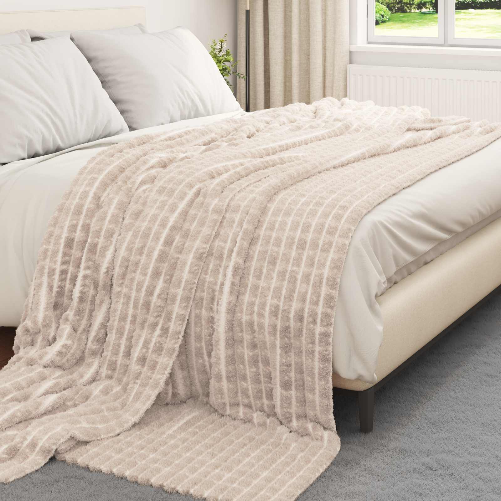 Tappeti Vidaxl 6 pezzi in pile beige 270 x 240 cm