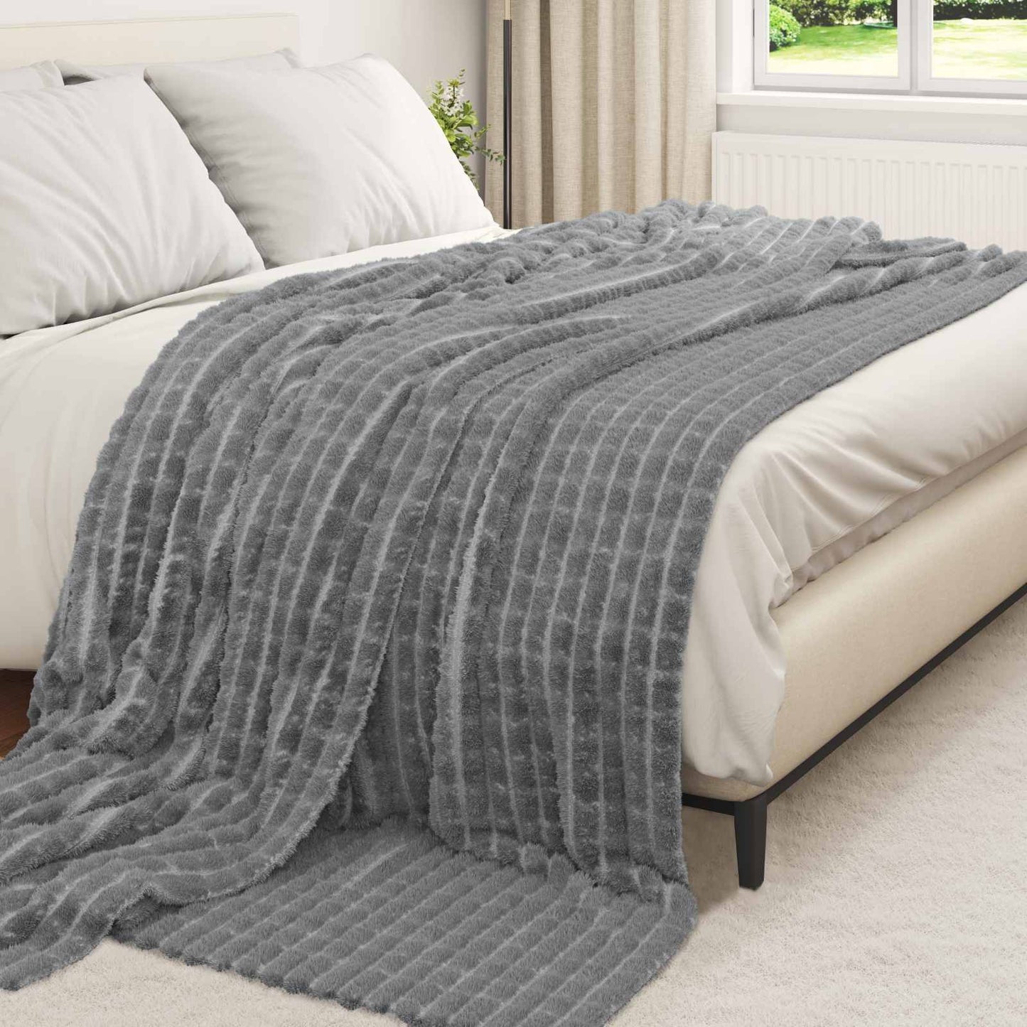 Tappeti Vidaxl 6 pz in pile grigio scuro 240 x 220 cm