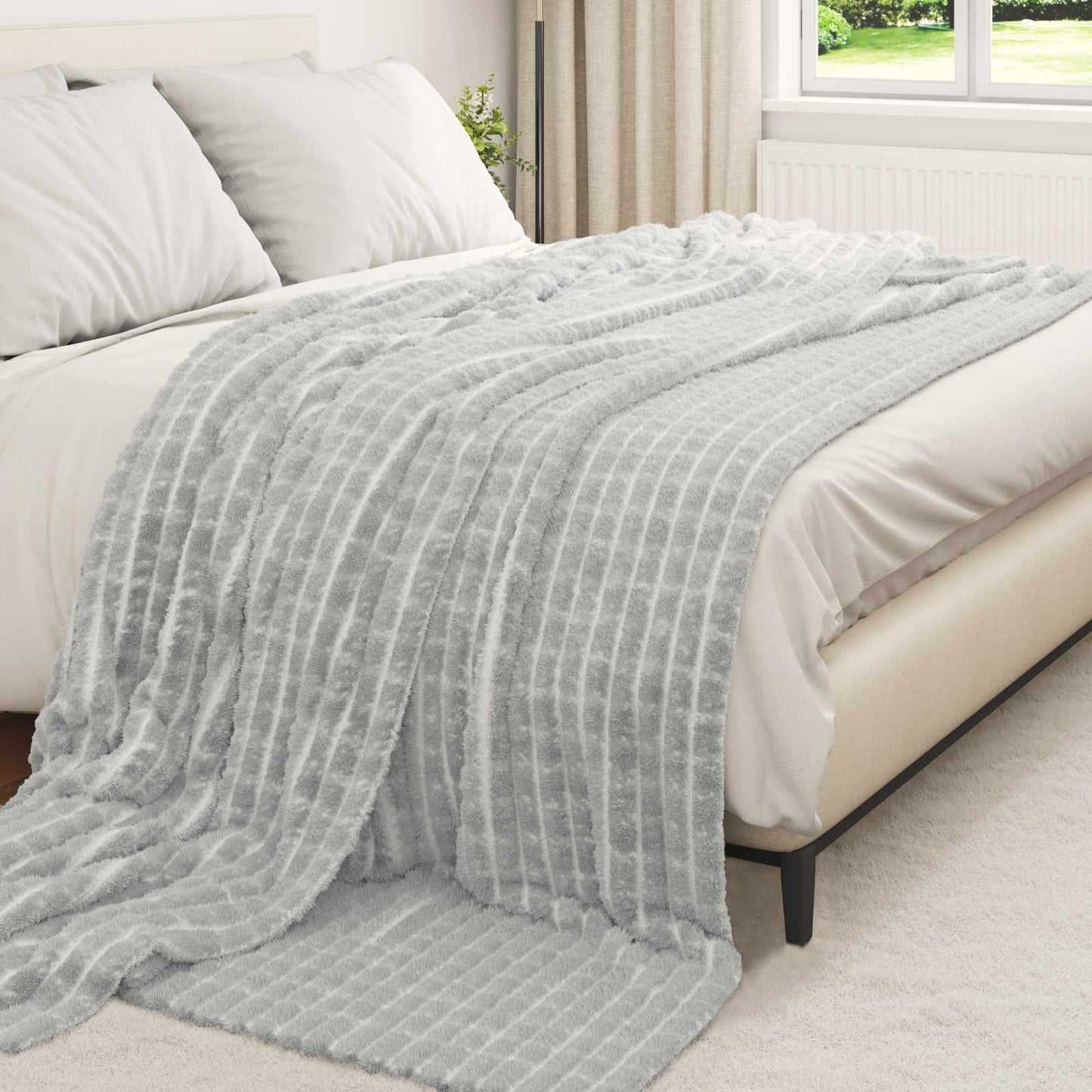 Tappeti Vidaxl 6 pezzi in pile grigio 240 x 220 cm