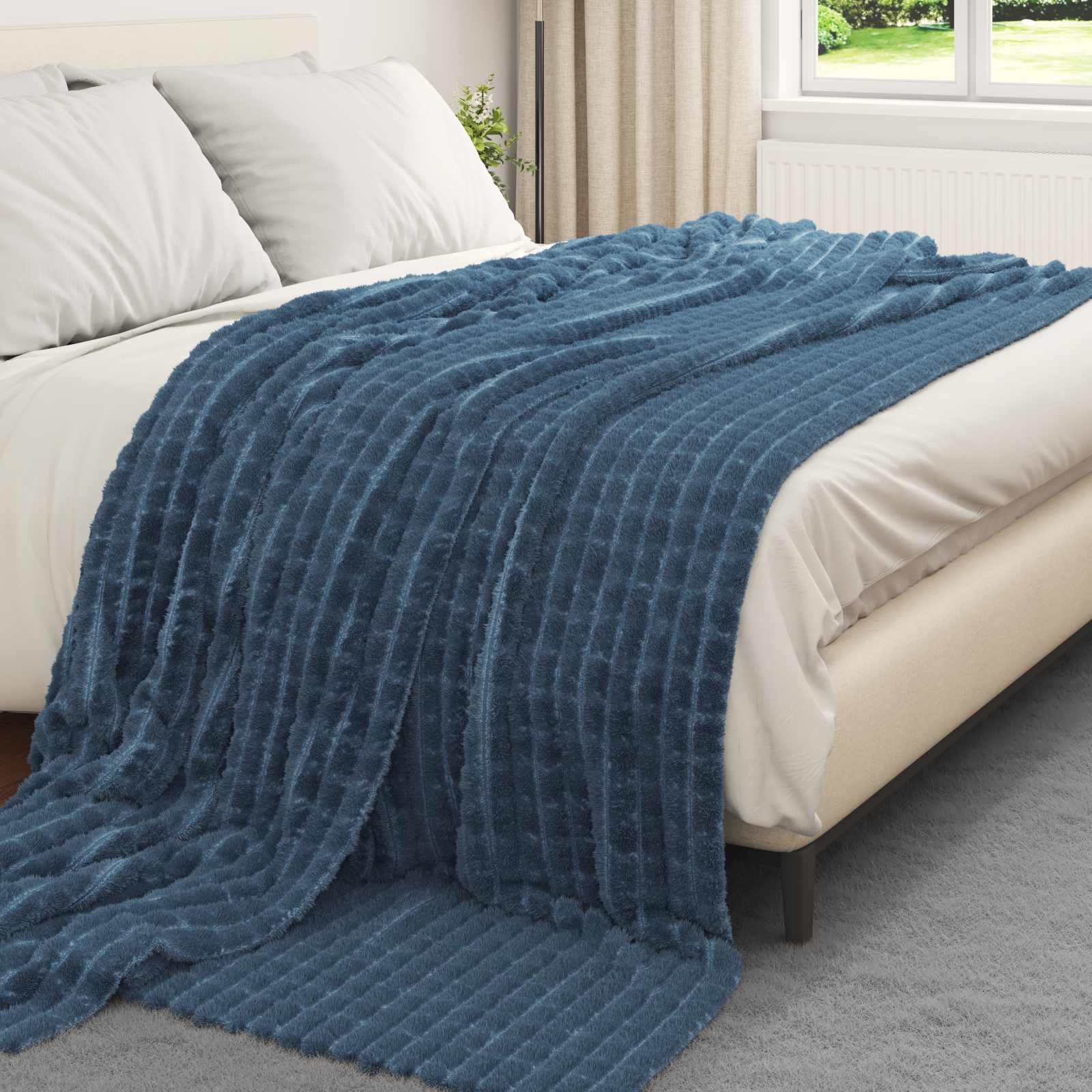 Tappeti VidaXL 6 pezzi in pile blu navy 270 x 240 cm