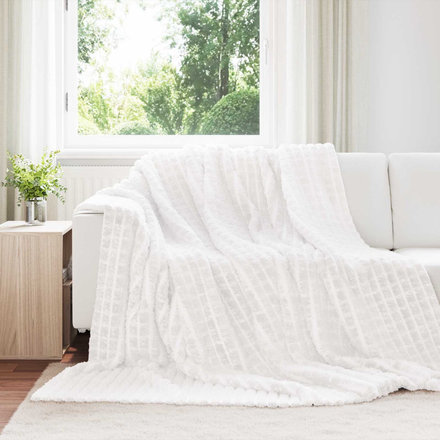 Tappeti VidaXL 6 pezzi in pile bianco 240 x 220 cm