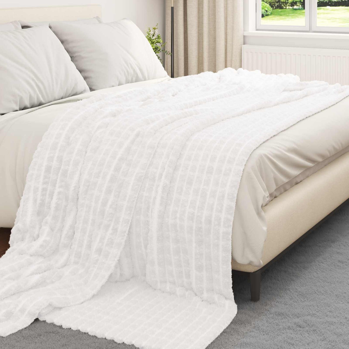Tappeti VidaXL 6 pezzi in pile bianco 240 x 220 cm
