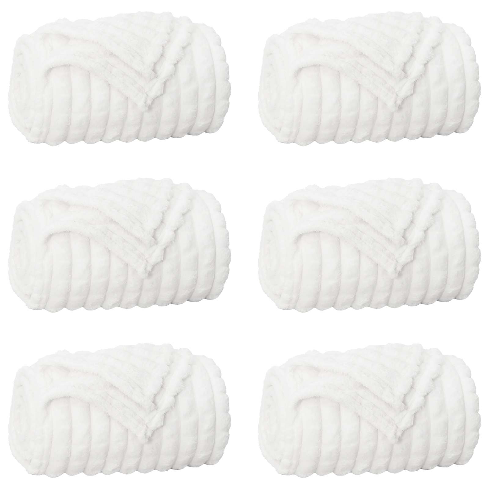 Tappeti VidaXL 6 pezzi in pile bianco 240 x 220 cm